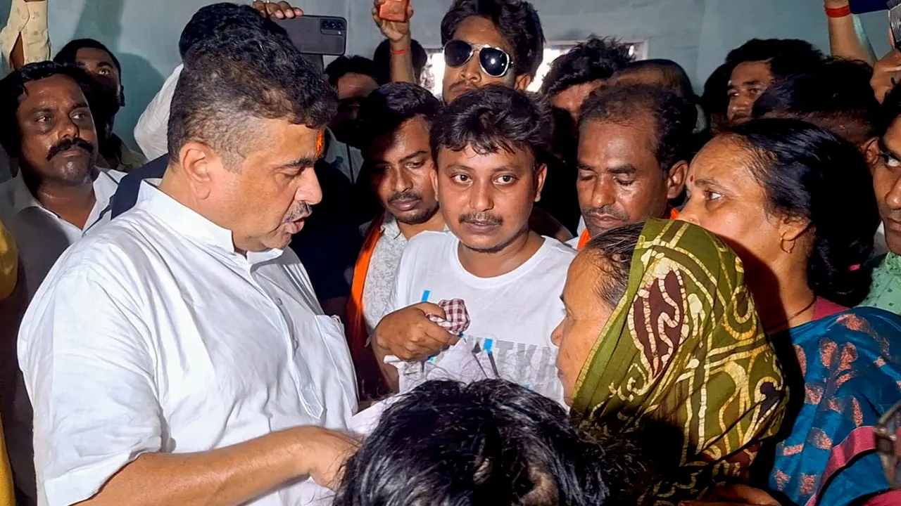 Suvendu Adhikari interacts with Murshidabad riot-hit victims.