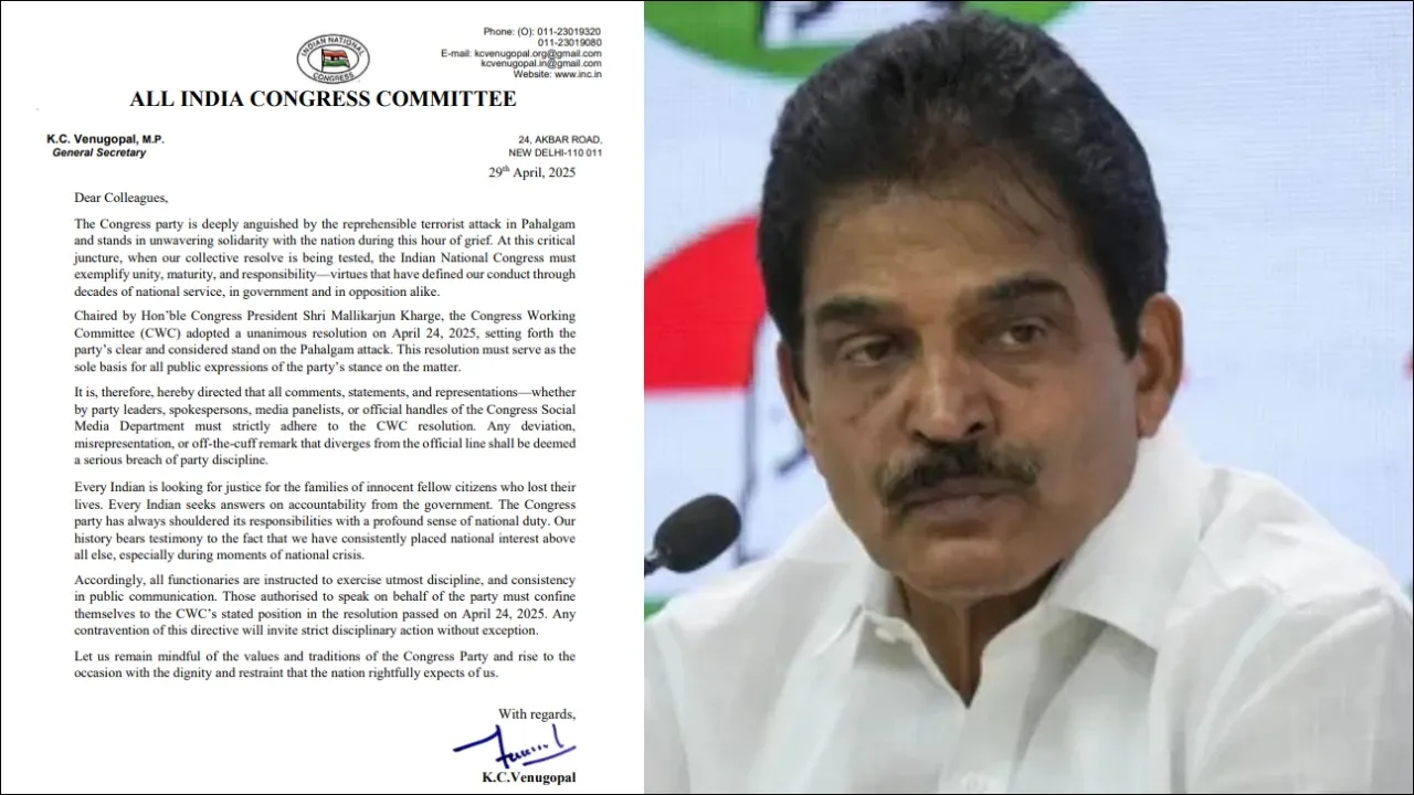 Congress' letter on Pahalgam KC Venugopal