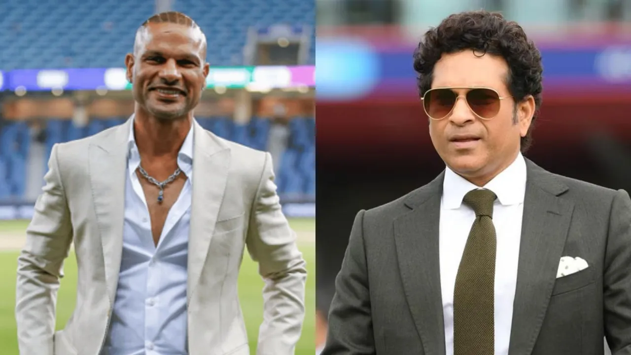 Shikhar Dhawan (L), Sachin Tendulkar (R)