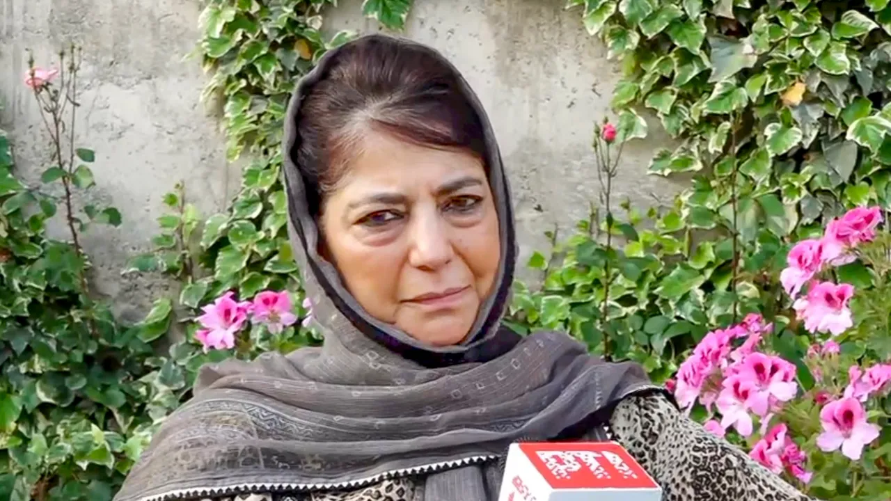 PDP chief Mehbooba Mufti speaks to the media, after India and Pakistan agreed to an immediate ceasefire in Srinagar on Saturday, May 10, 2025.