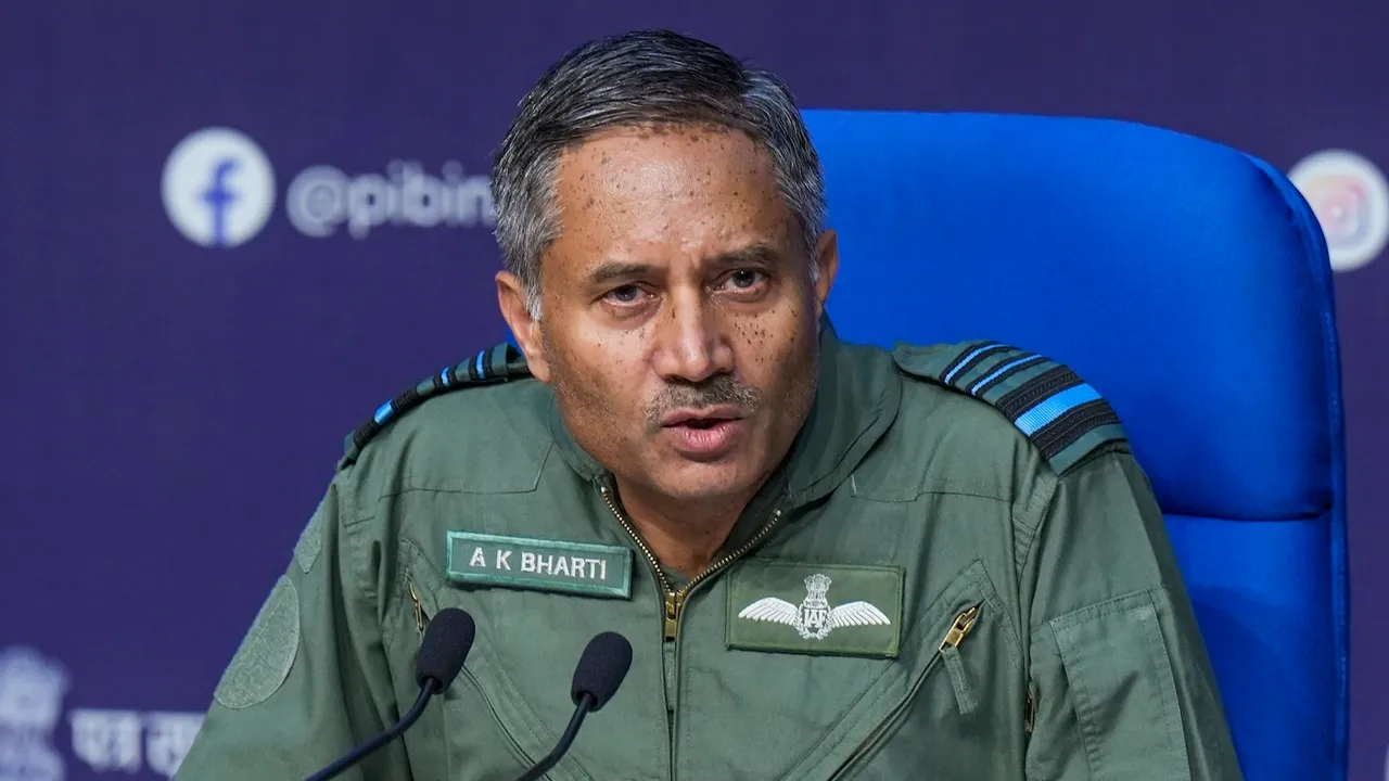 Air Marshal AK Bharti during a press conference on 'Operation Sindoor' in New Delhi on Monday, May 12, 2025