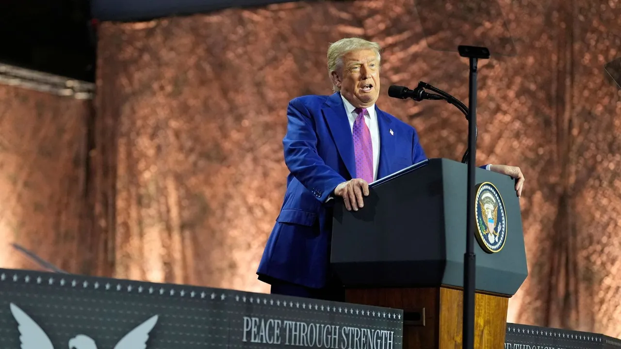 Donald Trump speaks at the Al Udeid Air Base, Thursday, May 15, 2025, in Doha, Qatar. 