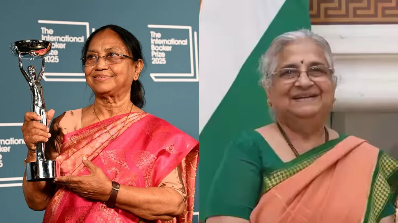 Bhanu Mustaq (L), Sudha Murthy (R)