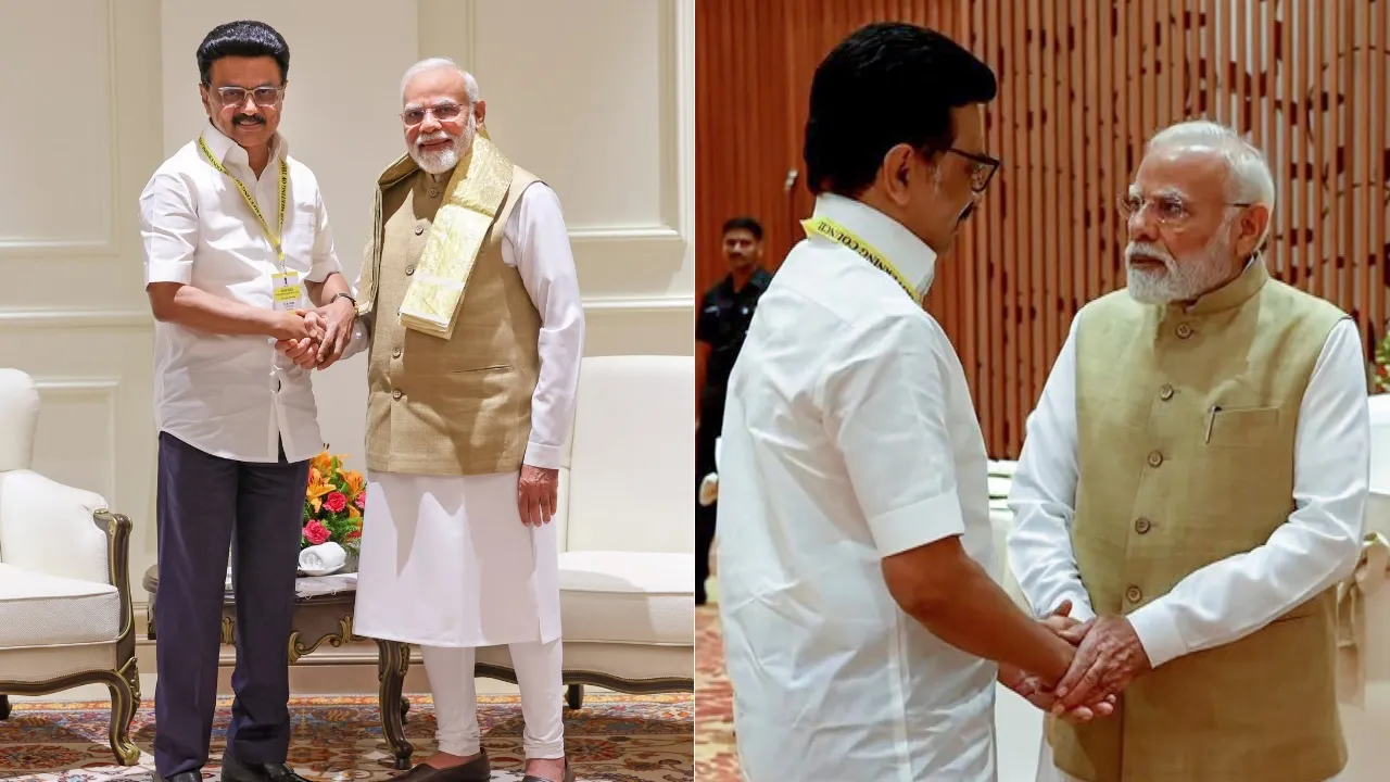 Prime Minister Narendra Modi with Tamil Nadu Chief Minister MK Stalin during a meeting, in New Delhi on Saturday, May 24, 2025.