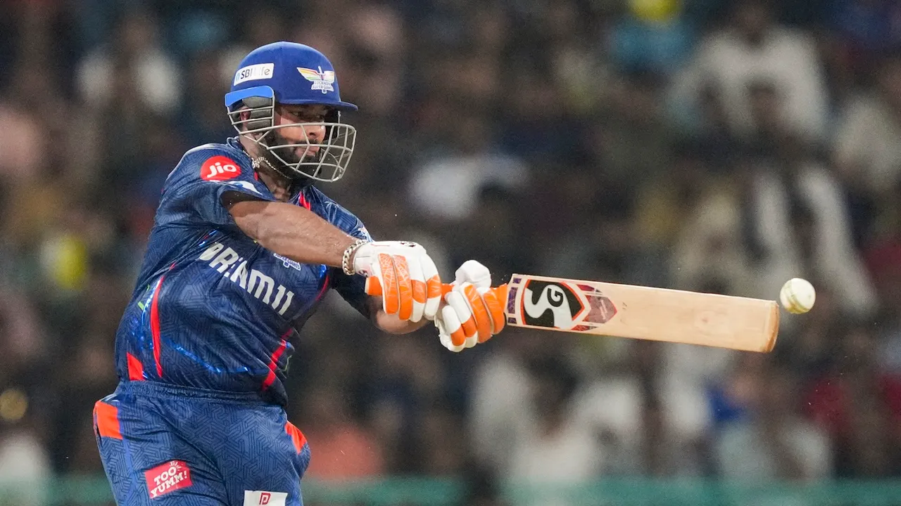 Lucknow Super Giants' Rishabh Pant plays a shot against Royal Challengers Bengaluru in Lucknow on Tuesday, May 27, 2025.