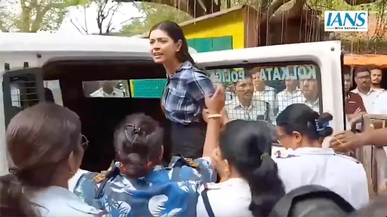 A videograb of Sharmistha Panoli being taken to judicial custody in Kolkata on Saturday, May 31, 2025.