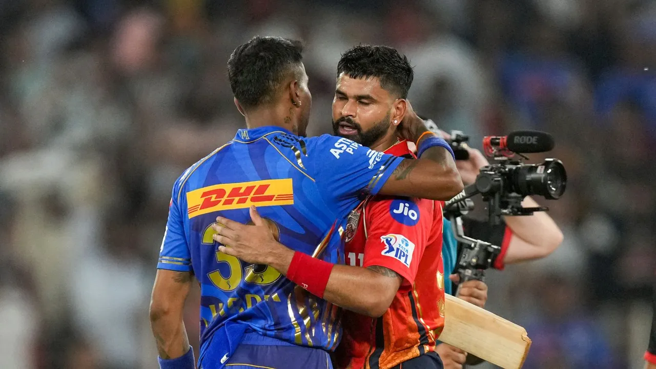 Shreyas Iyer Hardik Pandya Mumbai Indians vs Punjab Kings