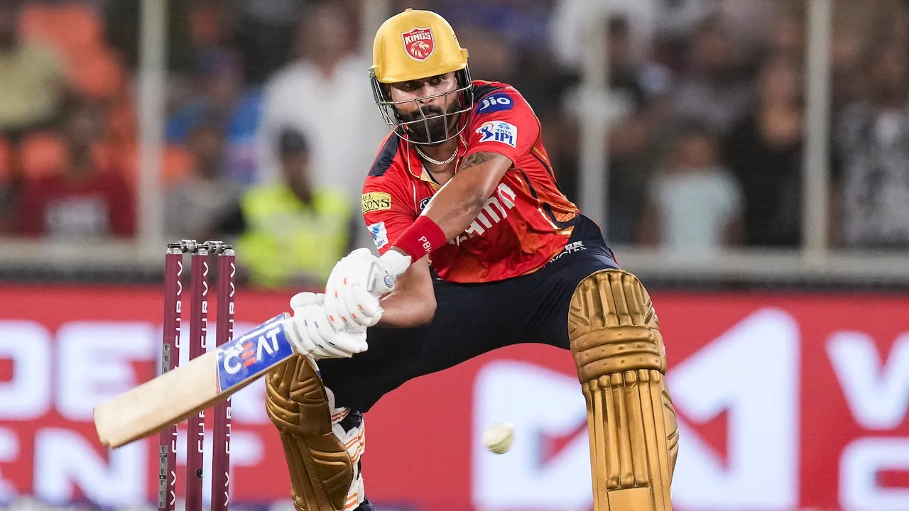 Punjab Kings' batter Shreyas Iyer plays a shot during IPL 2025 Qualifier 2 against Mumbai Indians at the Narendra Modi Stadium in Ahmedabad on Sunday, June 1, 2025