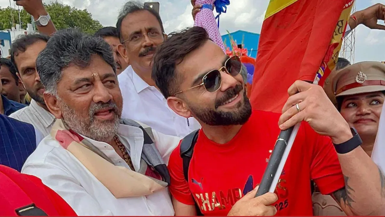 DK Shivakumar meets RCB at airport