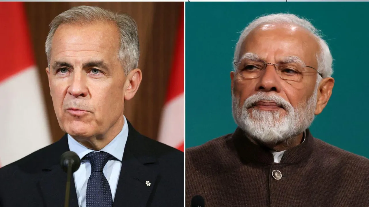 Mark carney (L), Narendra Modi (R)