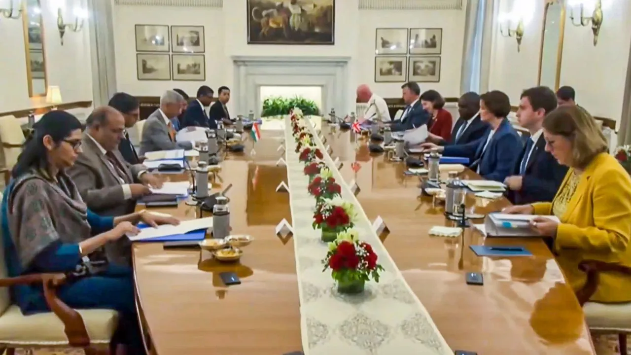 EAM Jaishankar during a meeting with UK Foreign Secretary David Lammy and others, in New Delhi