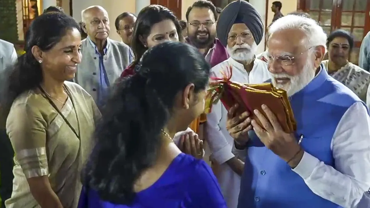 Prime Minister Narendra Modi during a meeting with members of multi-party delegations, including NCP-SP MP Supriya Sule, DMK MP Kanimozhi Karunanidhi and others, who returned after a visit to various nations, at his residence in New Delhi, Tuesday, June 10, 2025.