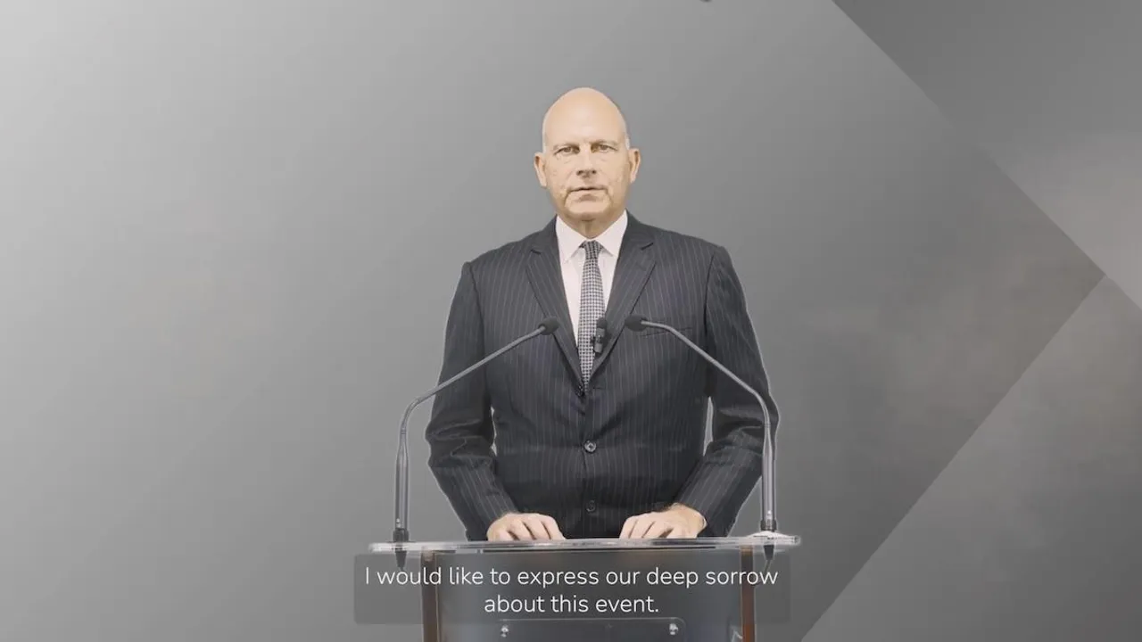 A videograb of the video message from Campbell Wilson, MD & CEO, Air India, on Ahmedabad plane crash on Thursday, June 12, 2025.