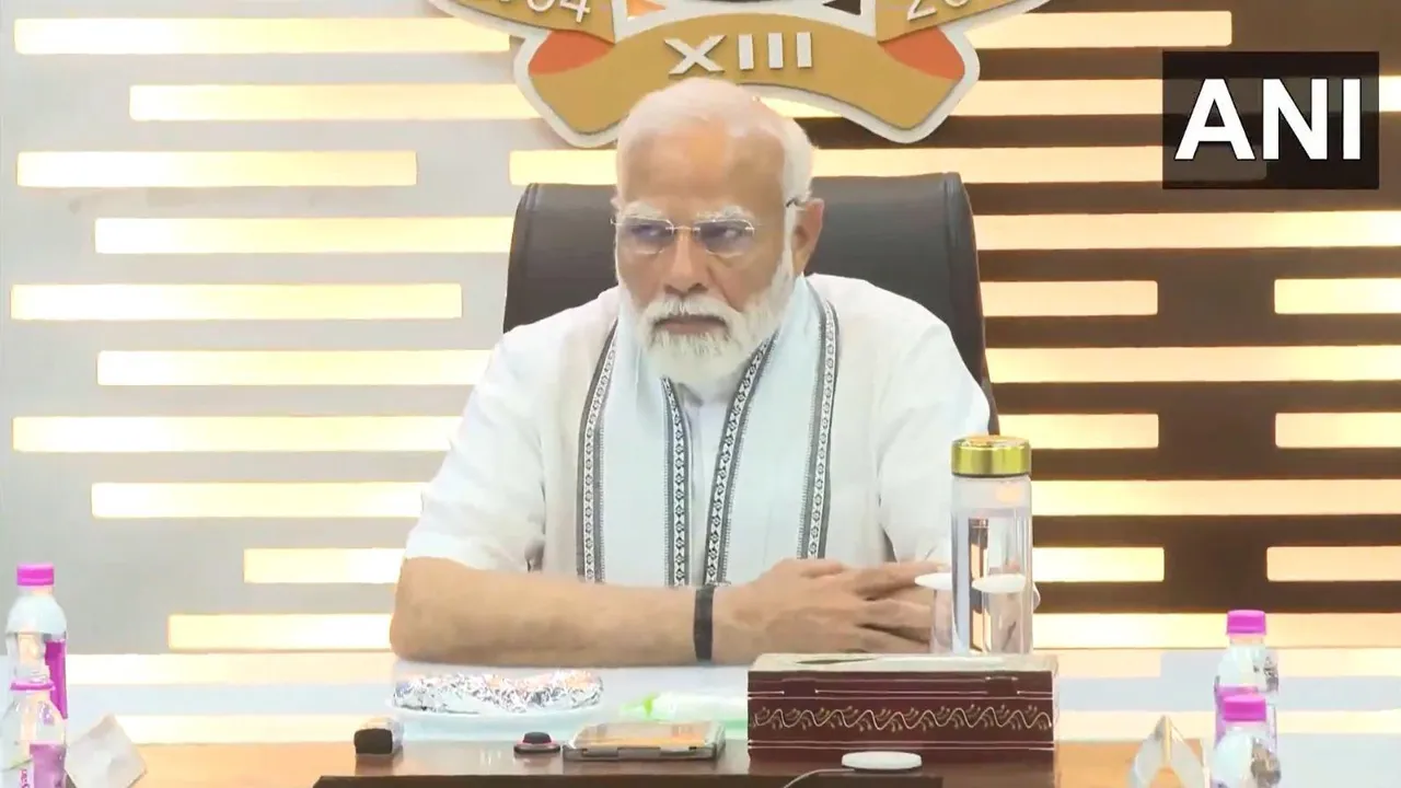 Narendra Modi reviews meet in Ahmedabad