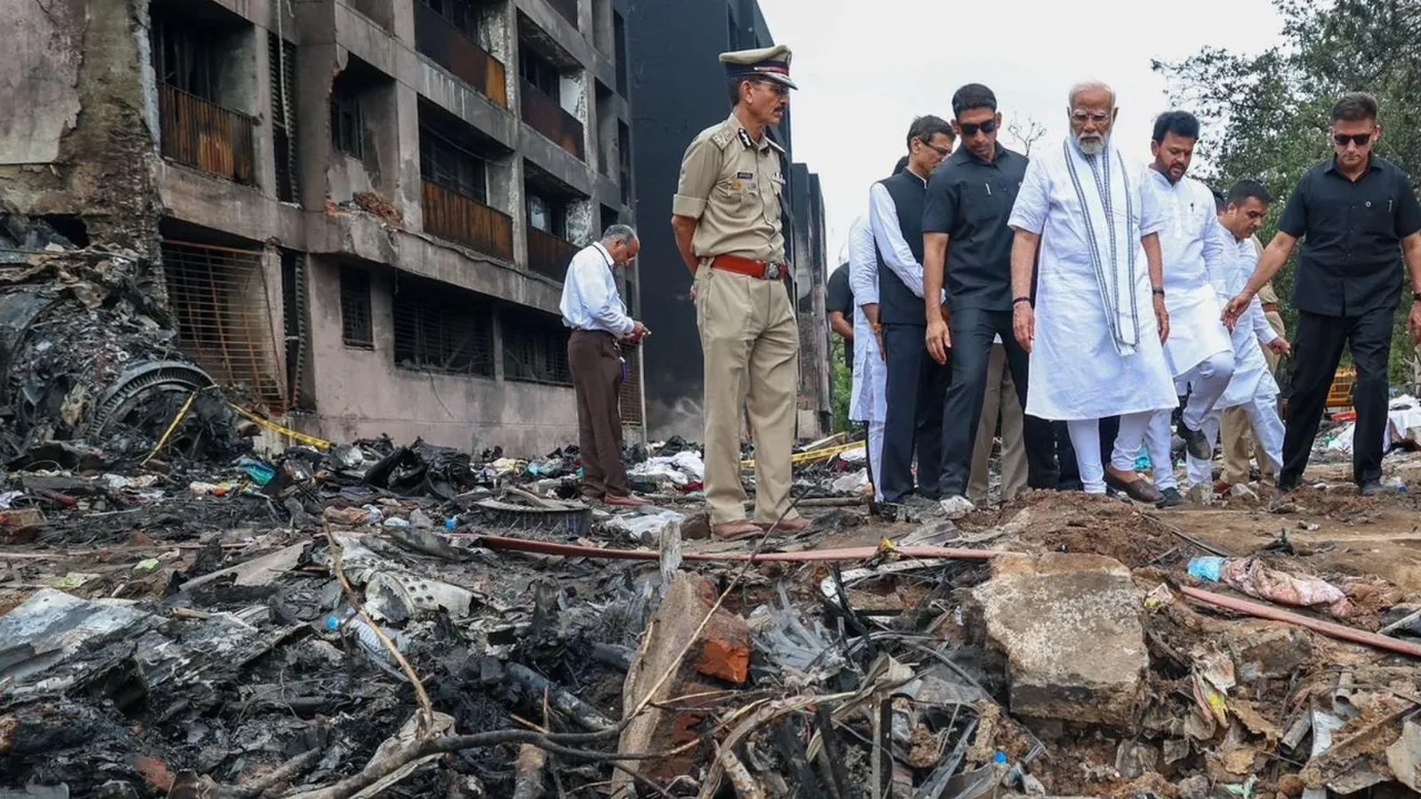 PM Narendra Modi visits Air India plane crash site in Ahmedabad today