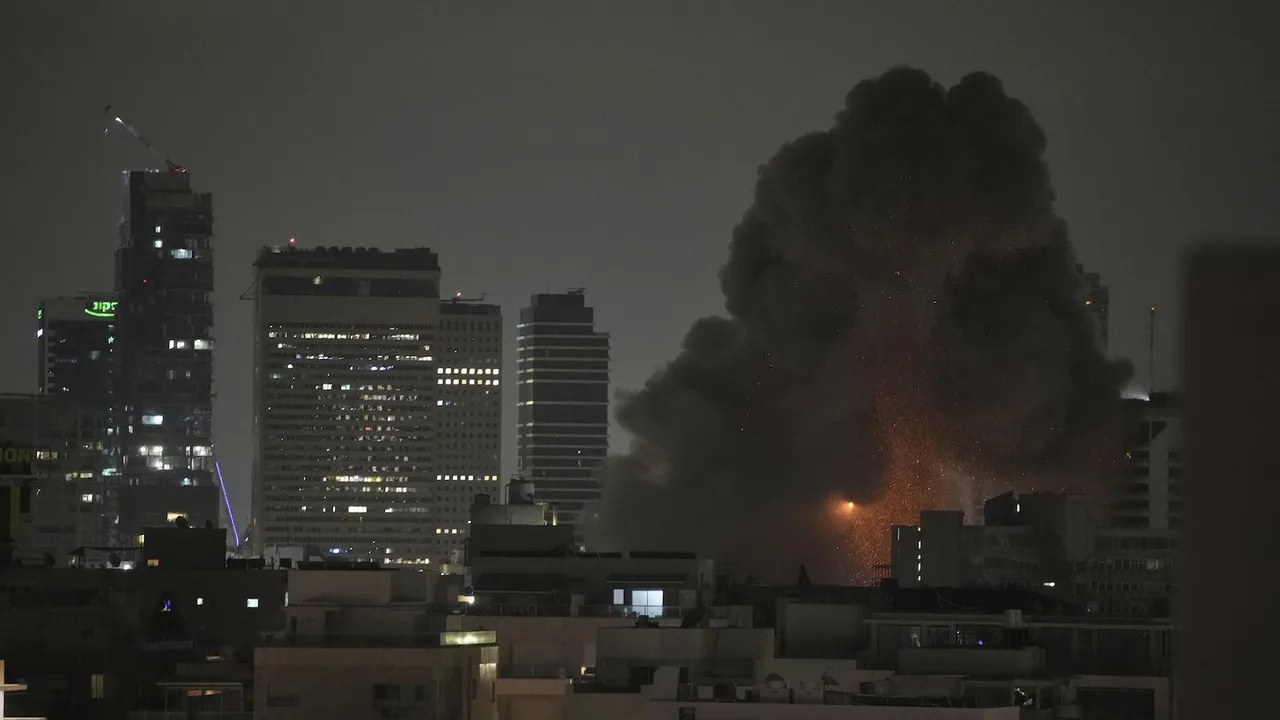An explosion is seen following Iranian missile attack in Tel Aviv on Monday, June 16, 2025. (Photo: AP)