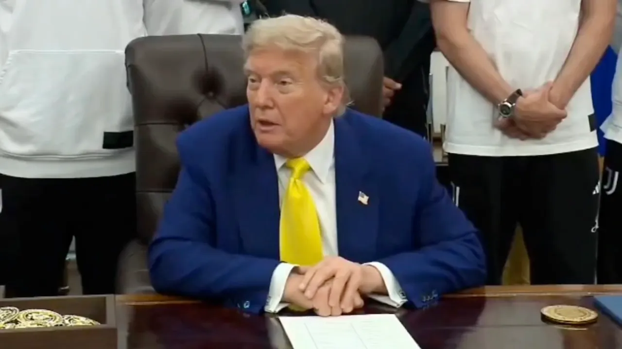 Donald Trump speaks about his lunch with Asim Munir on Wednesday, June 18, 2025.