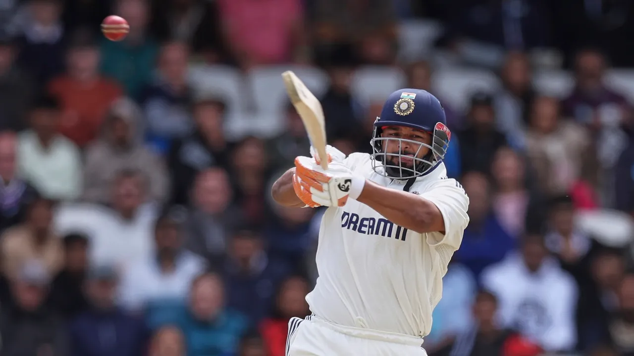Rishabh Pant plays a shot on day four of the first cricket test match against England at Headingley in Leeds, England on Monday, June 23, 2025.