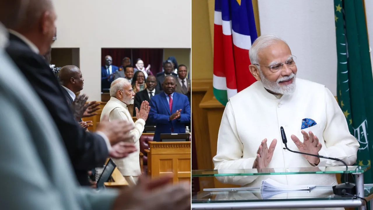 PM Modi addresses the Parliament of Namibia on Wednesday, July 9, 2025