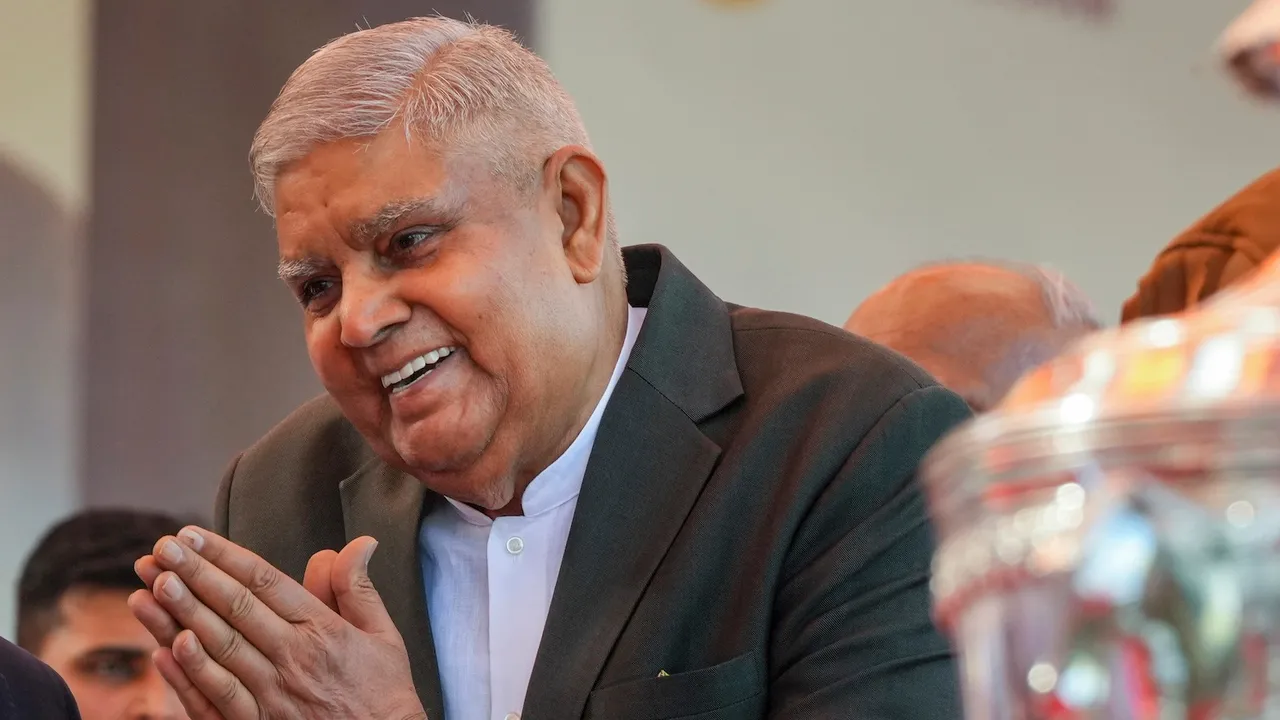 In this March 30, 2025 file photo, Jagdeep Dhankhar at the sports event in New Delhi.