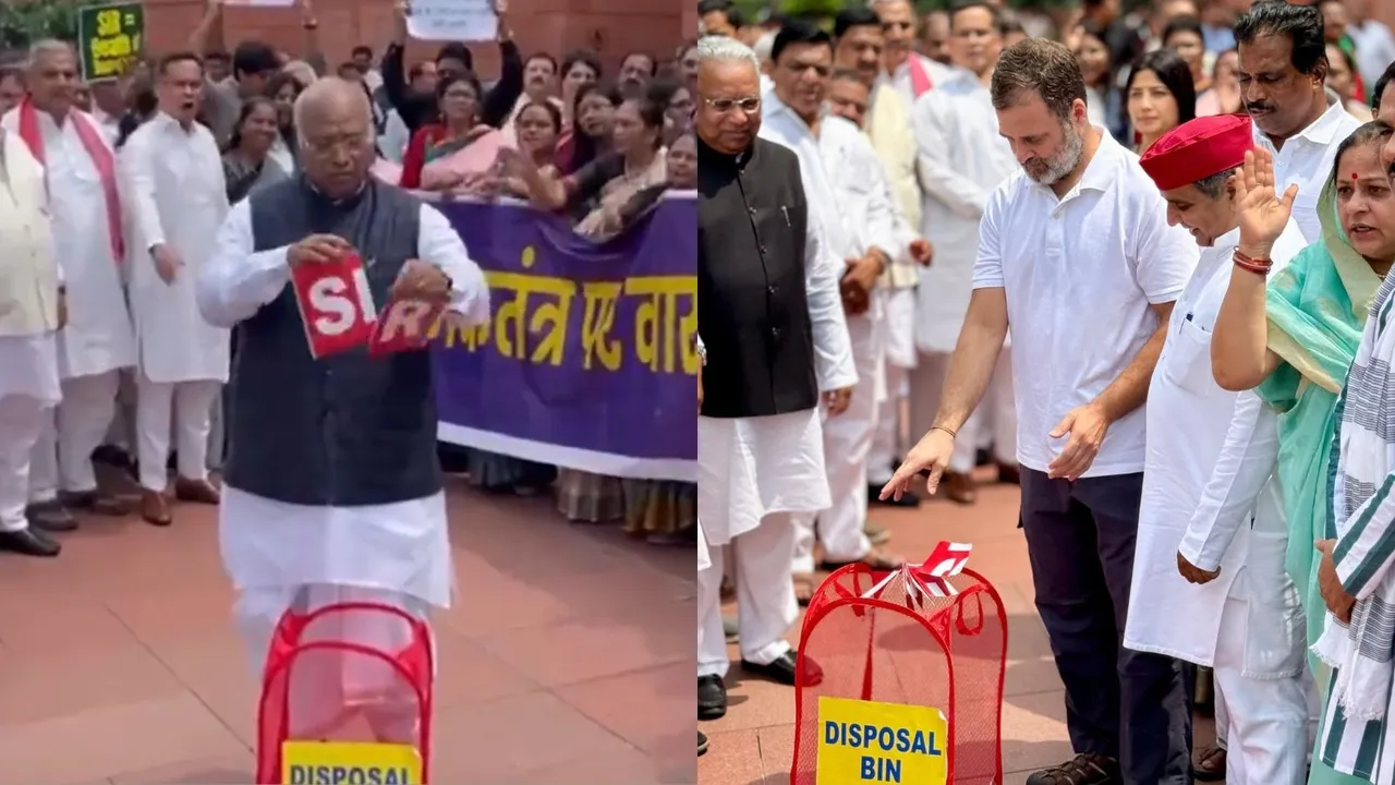Mallikarjun Kharge Rahul Gandhi SIR Protest