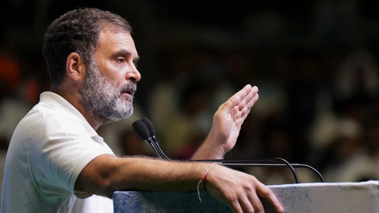 Rahul Gandhi addresses the party's OBC Leadership - 'Bhagidari Nyay Mahasammelan', at Talkatora Stadium, in New Delhi, Friday, July 25, 2025.