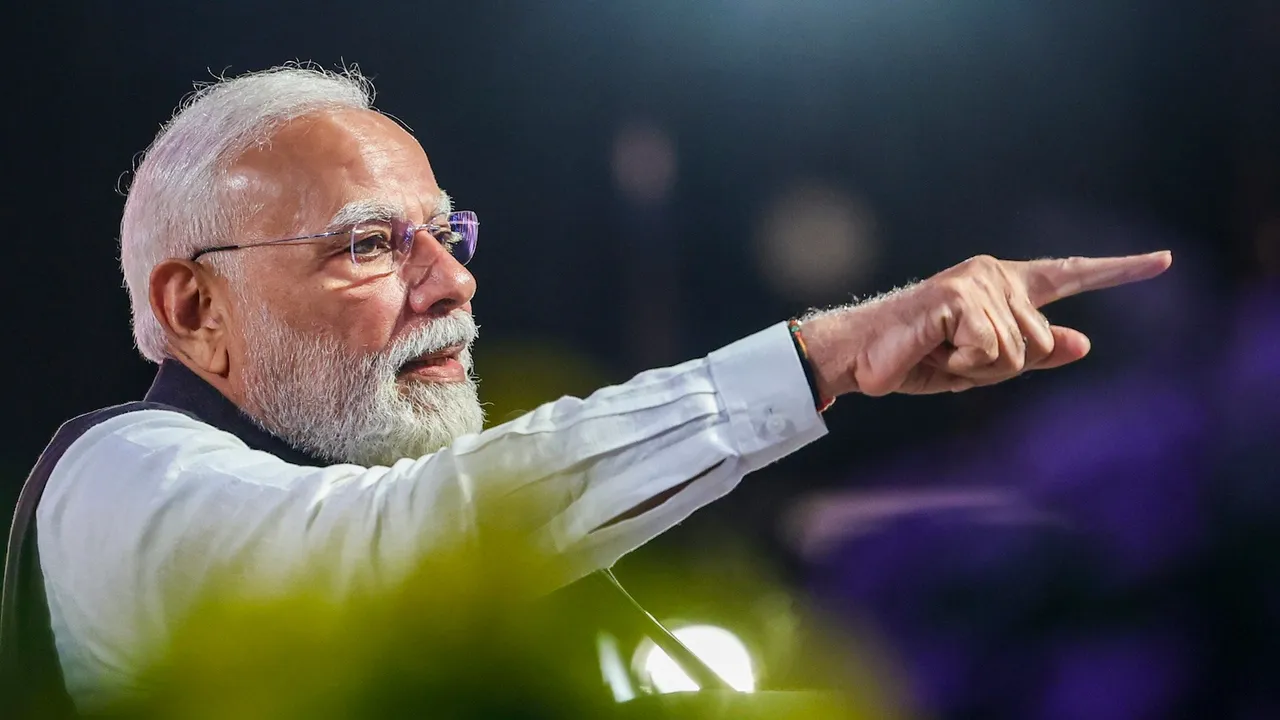 Narendra Modi addresses the gathering during the inauguration of the Yellow Line and the foundation stone laying of the Metro Phase-3 project, in Bengaluru on August 10, 2025.