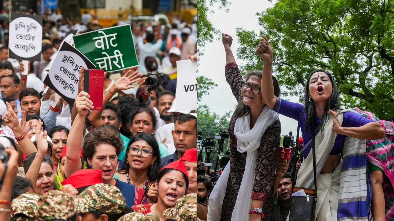 Opposition Vote Chori Protest Priyanka Gandhi Mahua Moitra