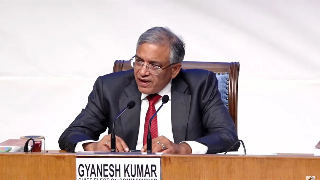 Chief Election Commissioner Gyanesh Kumar at a press conference in New Delhi on August 17, 2025.