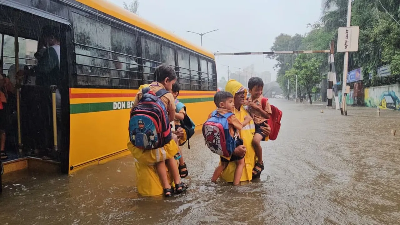 Mumbai Rains Don Bosco School Bus Matunga