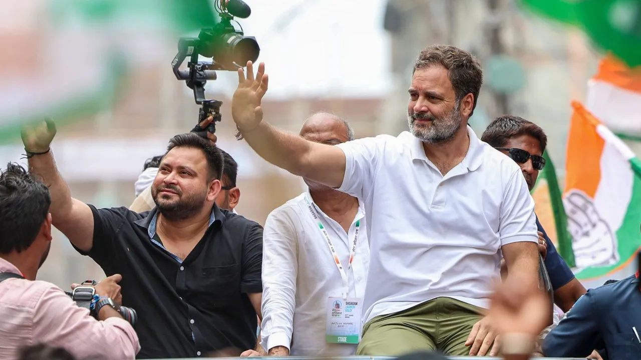 Tejashwi Yadav Rahul Gandhi Voter Adhikar Yatra