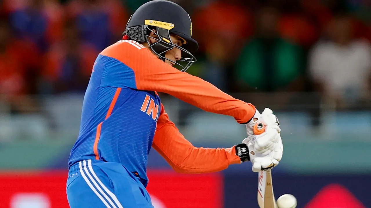 Abhishek Sharma plays a shot during the Super Four match of the DP World Asia Cup 2025 between India and Bangladesh at the Dubai International Stadium, Dubai, UAE on Wednesday, Sept 24, 2025.