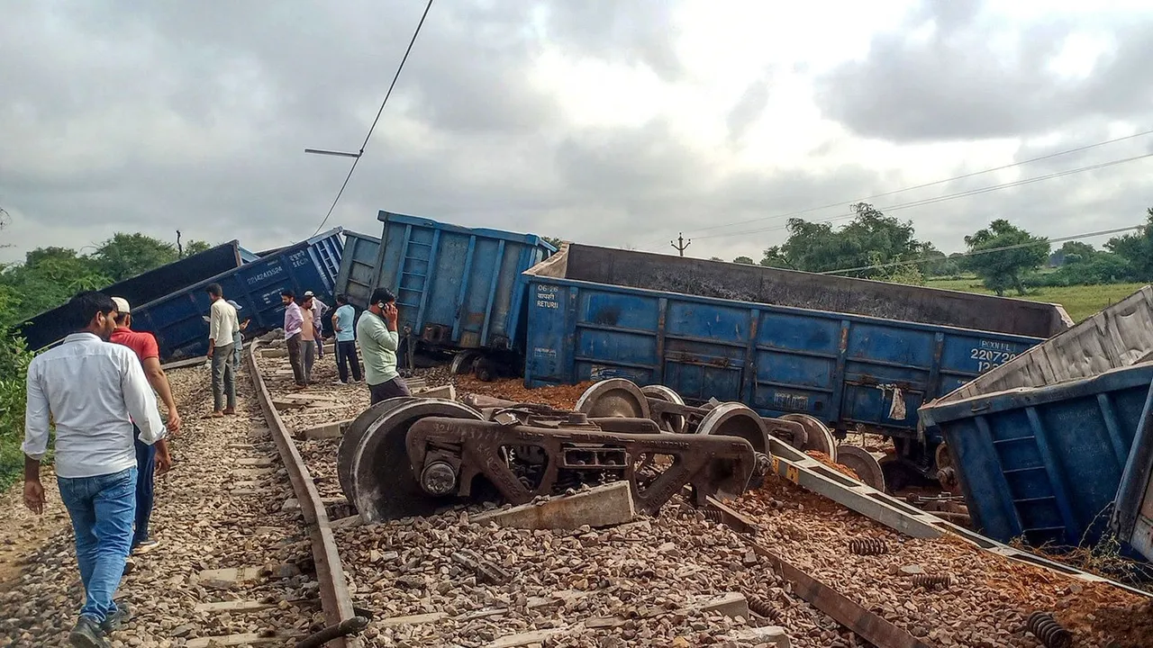 Goods train derails in Rajasthan