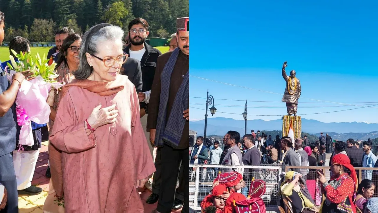 Sonia Gandhi Virbhadra Singh Statue