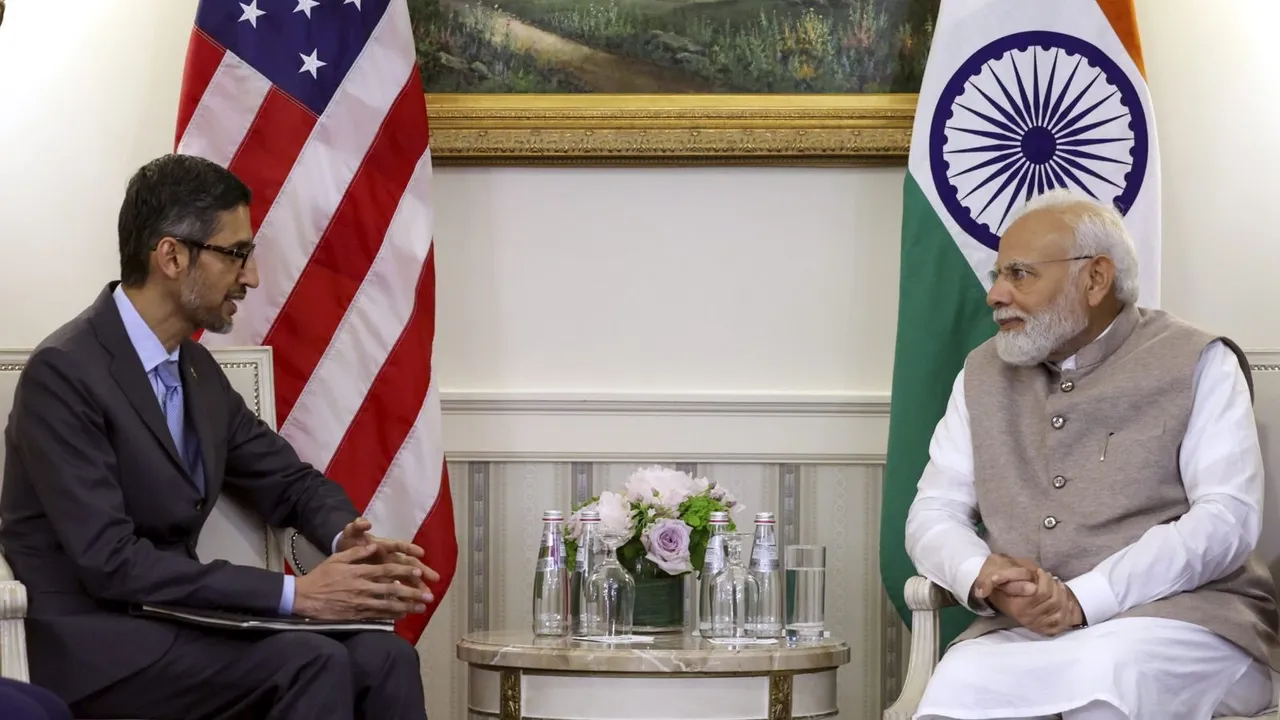 Narendra Modi Sundar Pichai Google AI Hub in Visakhapatnam