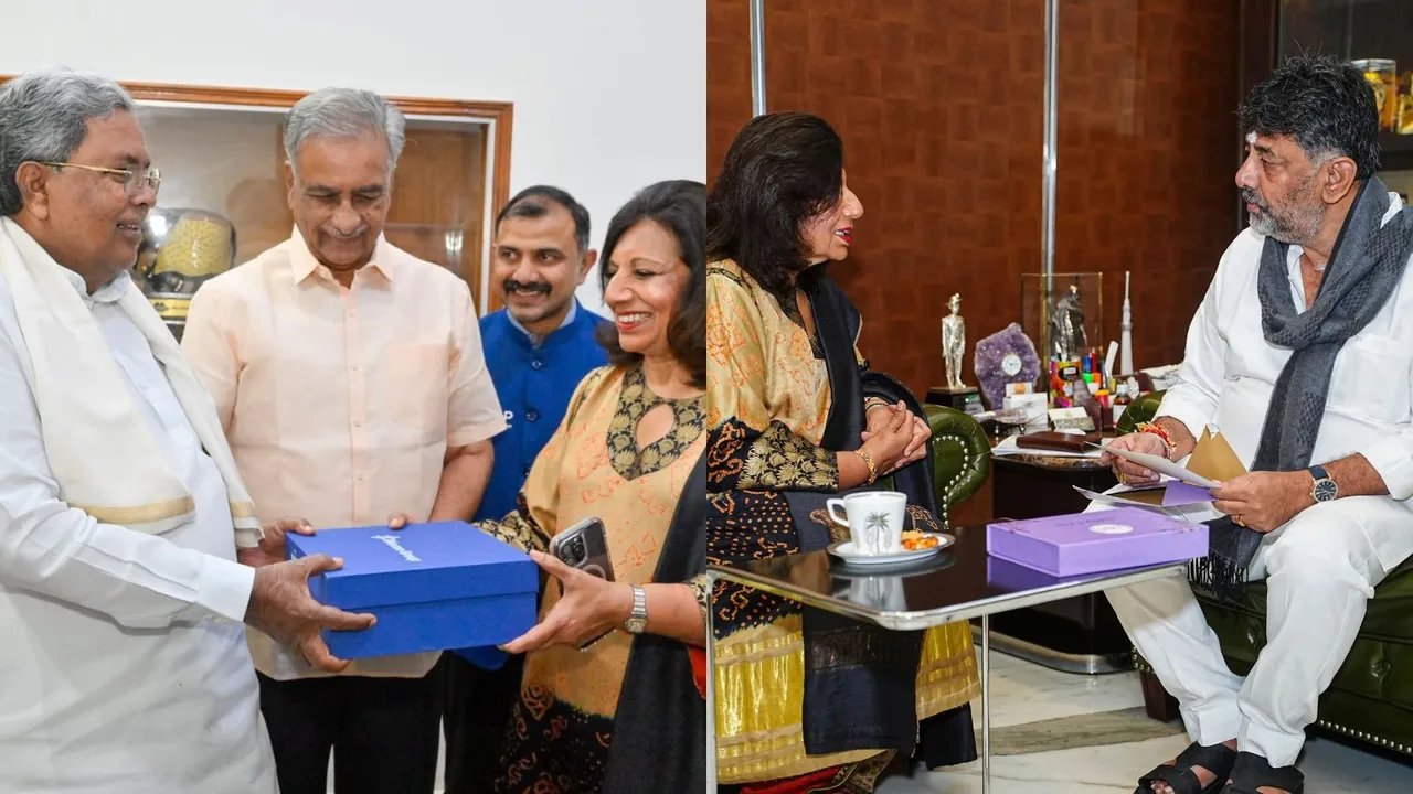 Kiran Mazumdar-Shaw Siddaramaiah D K Shivakumar