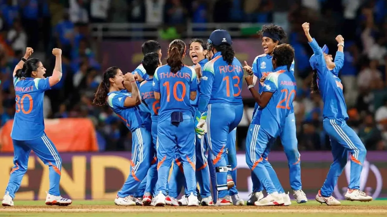 Indian Women Cricket team celebrates their victory in the ICC Women's World Cup 2025