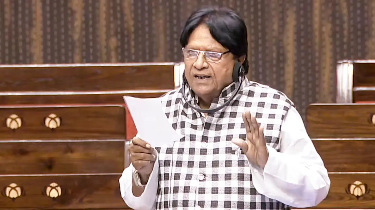 MP Ramji Lal Suman speaks in the Rajya Sabha during the Winter session of Parliament, in New Delhi, Thursday, Dec. 4, 2025.