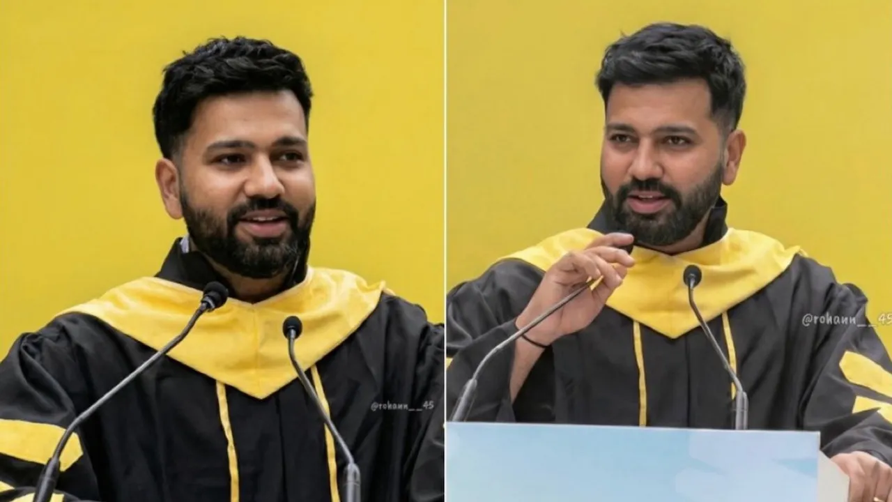 Rohit Sharma at the Masters' Union event in Mumbai on Sunday, December 21, 2025.