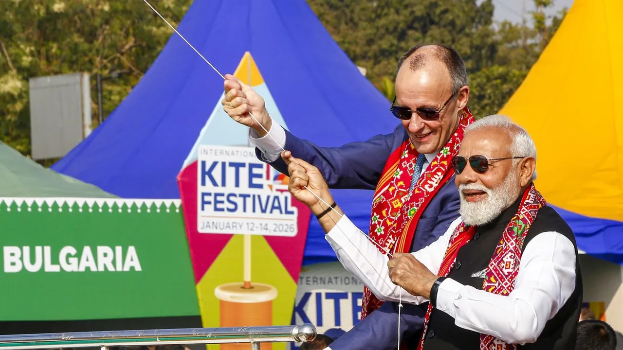 Narendra Modi Friedrich Merz Kite Festival