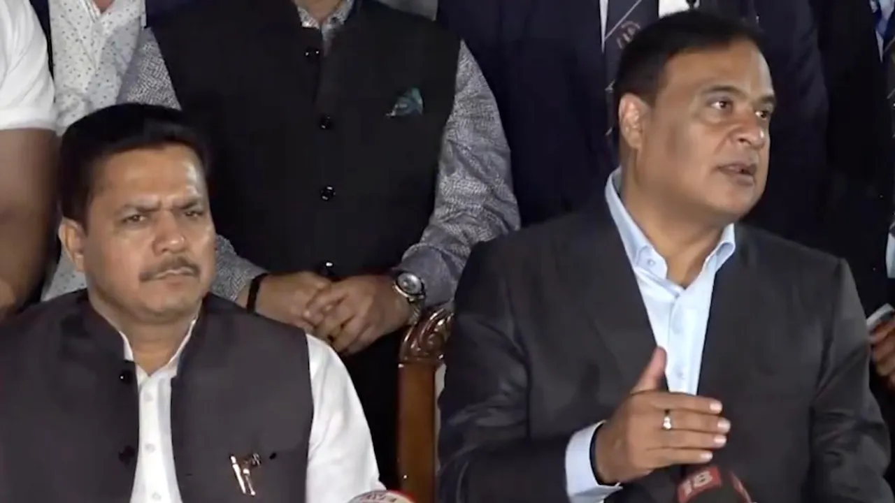 Bhupen Borah and Himanta Biswa Sarma in Guwahati on Tuesday, Feb 17, 2026.