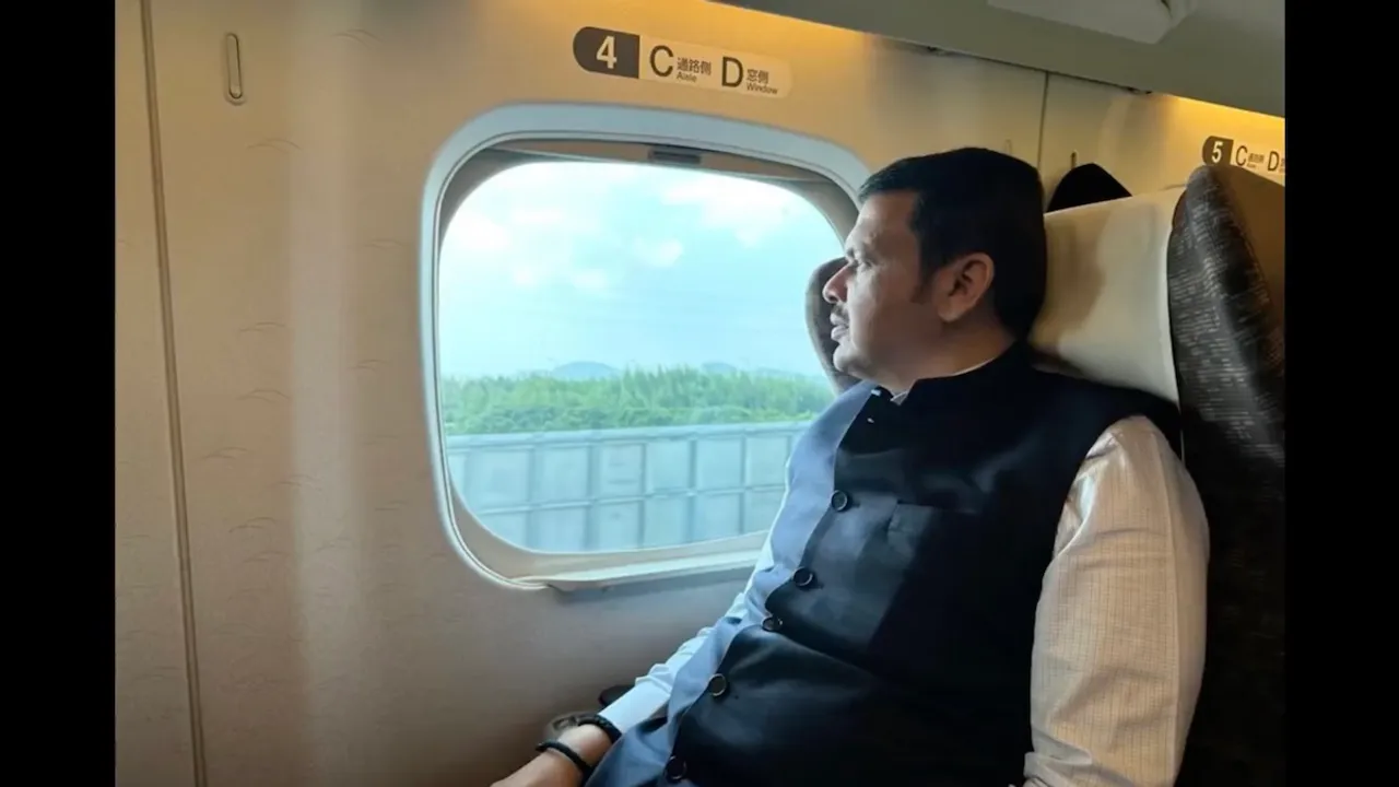 Devendra Fadnavis in Bullet train in Japan