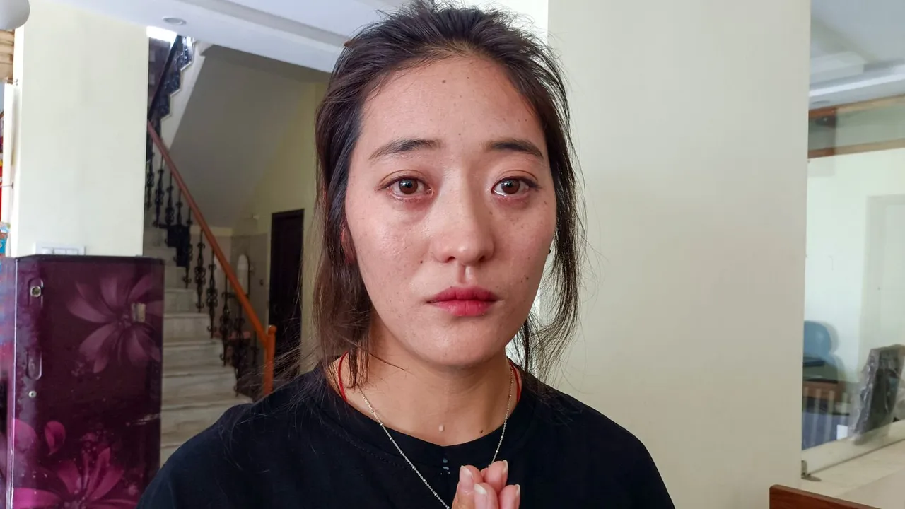 Tibetan activist Namkyi who fled Tibet last year and is now living in India