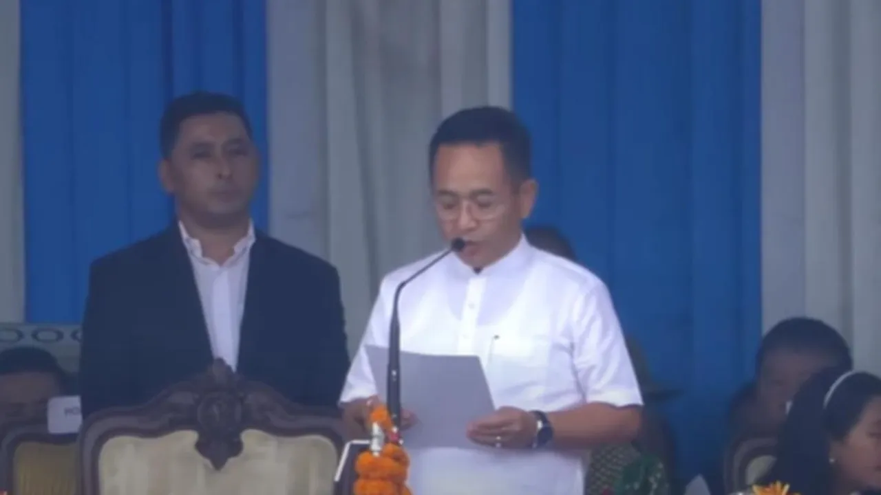 SKM president Prem Singh Tamang taking oath as chief minister of Sikkim