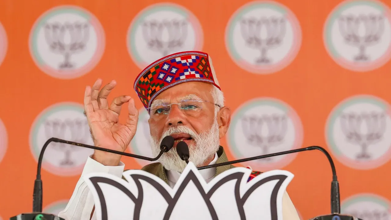 Prime Minister Narendra Modi addresses a public meeting for Lok Sabha elections, in Sirmaur district, Friday, May 24, 2024