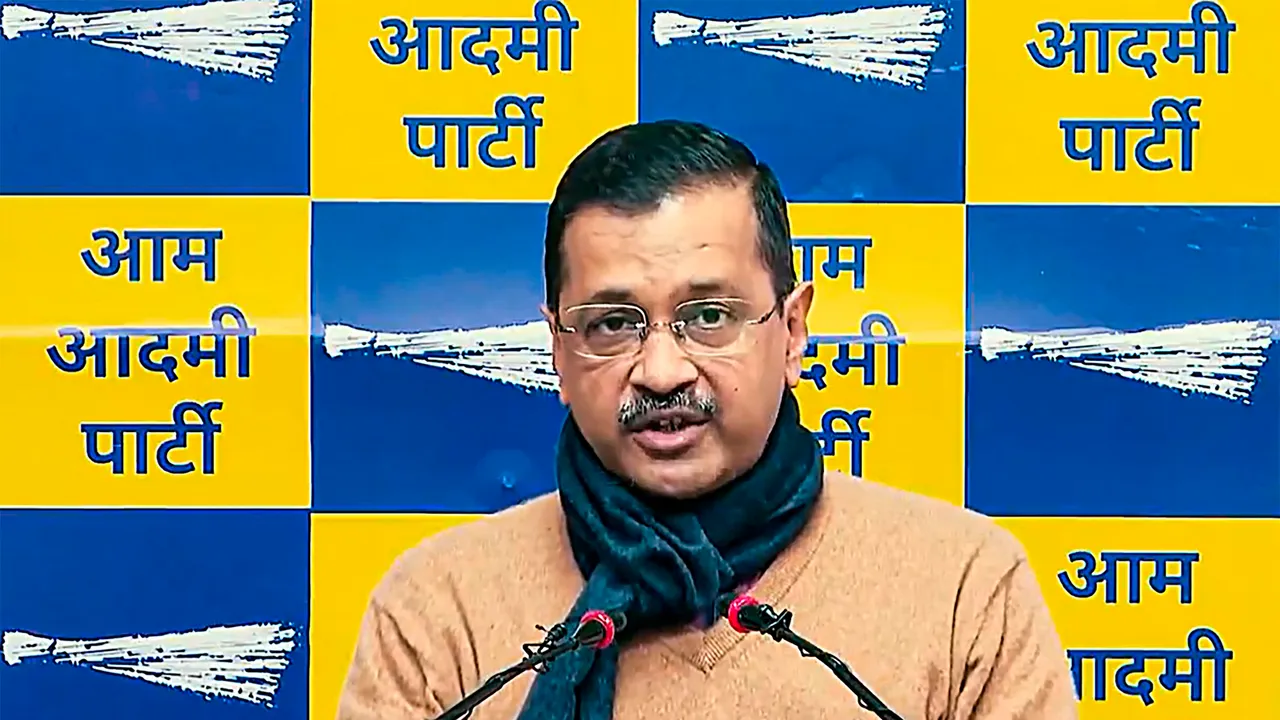 Delhi Chief Minister Arvind Kejriwal addresses a press conference