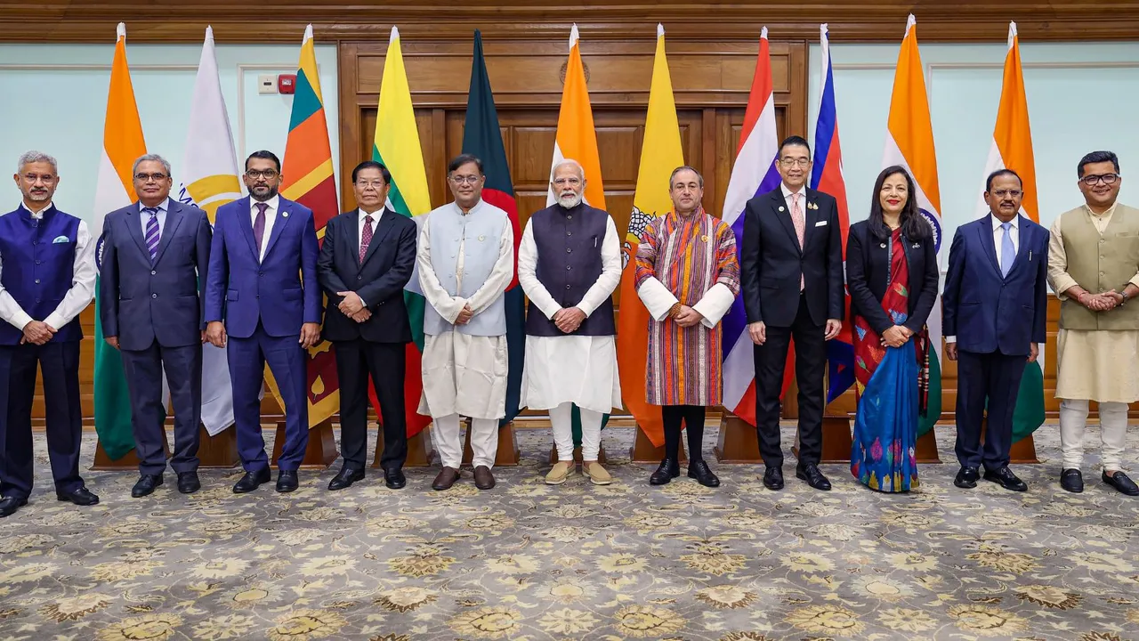 Prime Minister Narendra Modi with Foreign Ministers of Bay of Bengal Initiative for Multi-Sectoral Technical and Economic Cooperation (BIMSTEC) member nations during a meeting, in New Delhi, Friday, July 12, 2024.