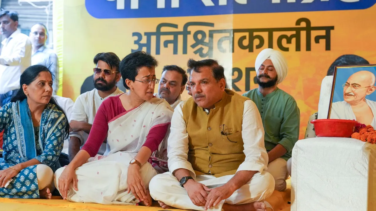 Delhi minister and AAP leader Atishi Singh during her indefinite hunger strike to press on her demand for getting 100 million gallons of water per day from Haryana amid the ongoing water crisis in the national capital, in New Delhi, Friday, June 21, 2024.