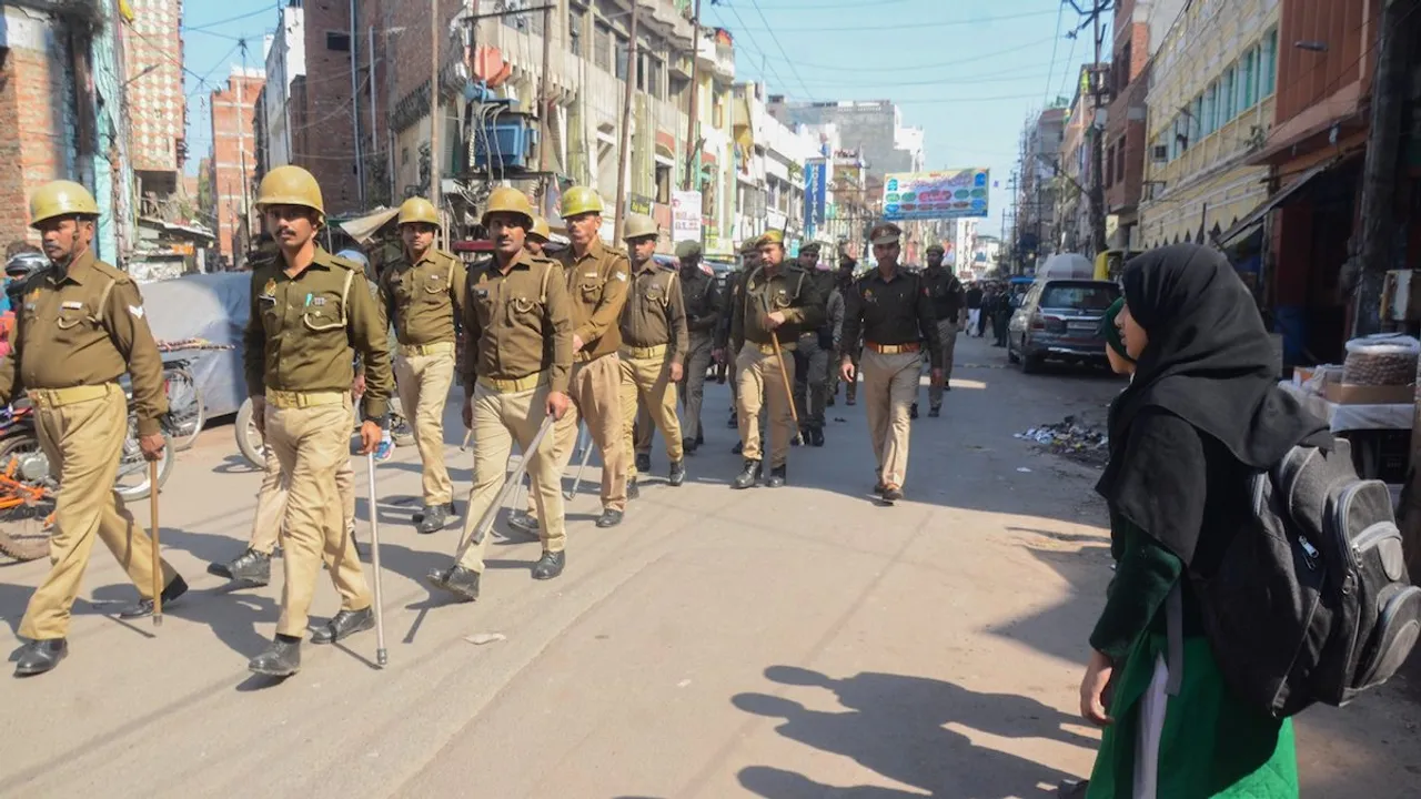 Security personnel deployed in a sensitive area after violence in Uttarakhand's Haldwani over the demolition of an 'illegally built' madrasa