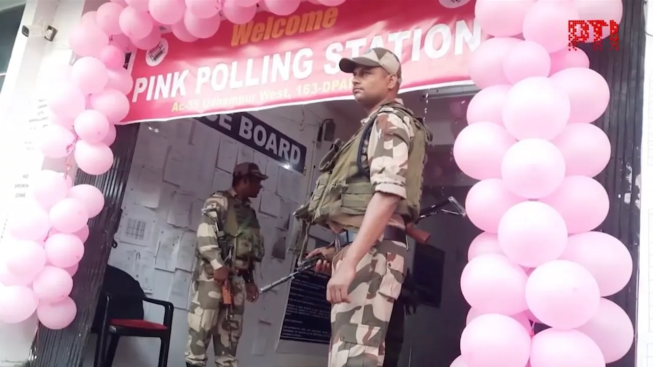A polling station in Udhampur of Jammu and Kashmir